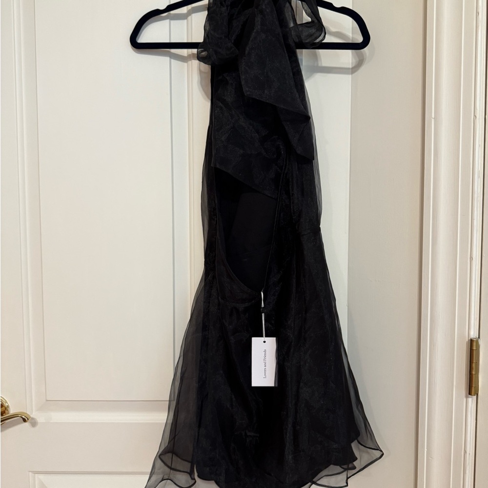 NWT Lovers + Friends Black Halter Babydoll Mini Dress size M - Picture 2 of 8